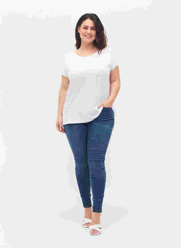 T-shirt i bomullsmix, Bright White, Model image number 3