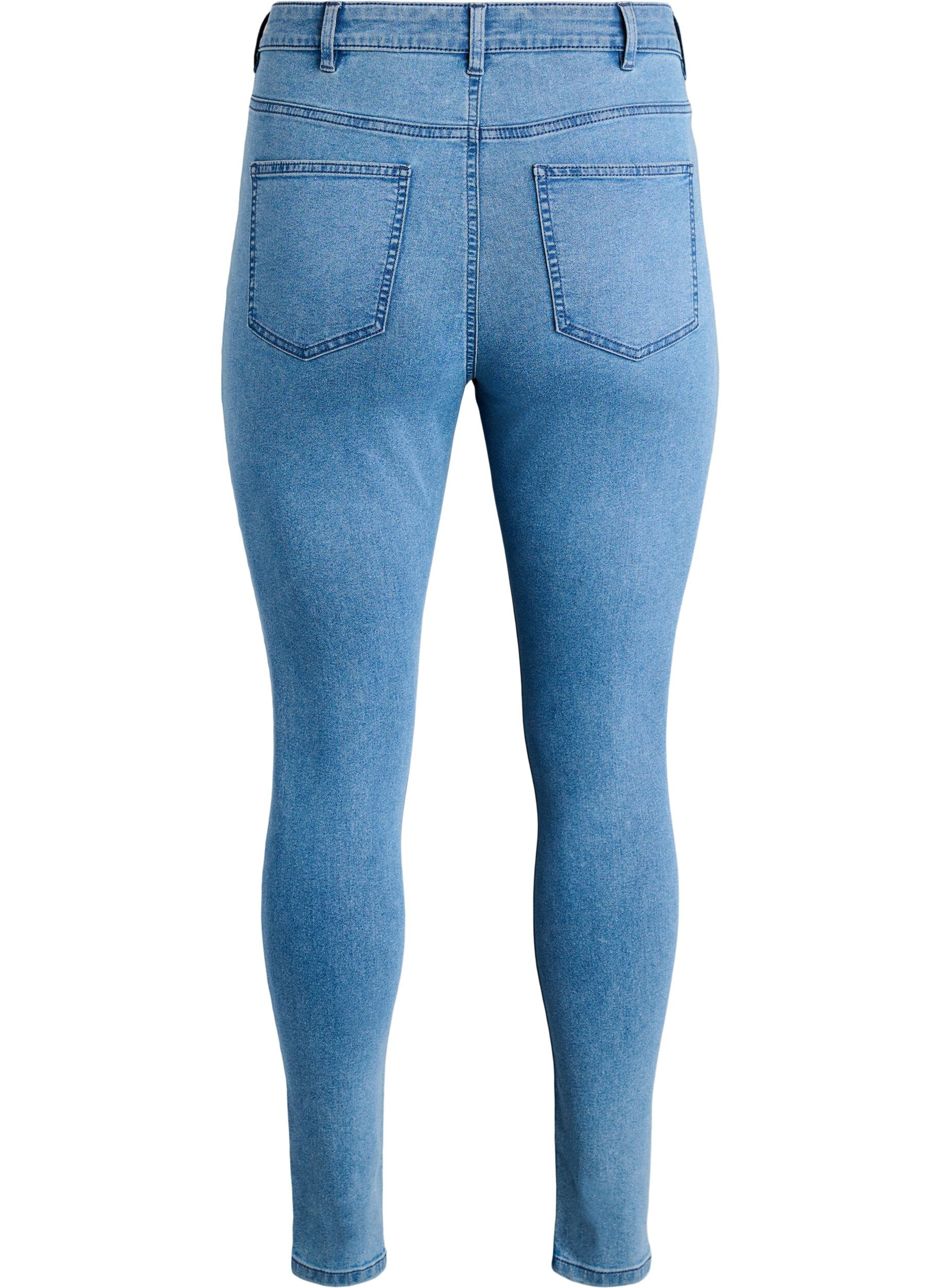 ZizziAmy jeans med h&ouml;g midja och supersmal passform, Bl&aring;, Packshot image number 1