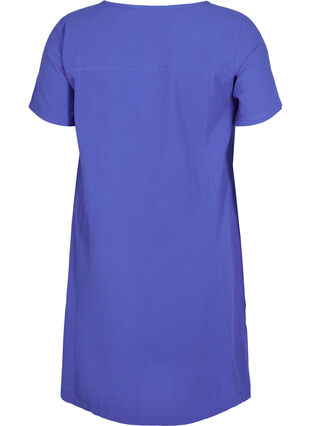 Kortärmad klänning i bomull, Dazzling Blue, Packshot image number 1