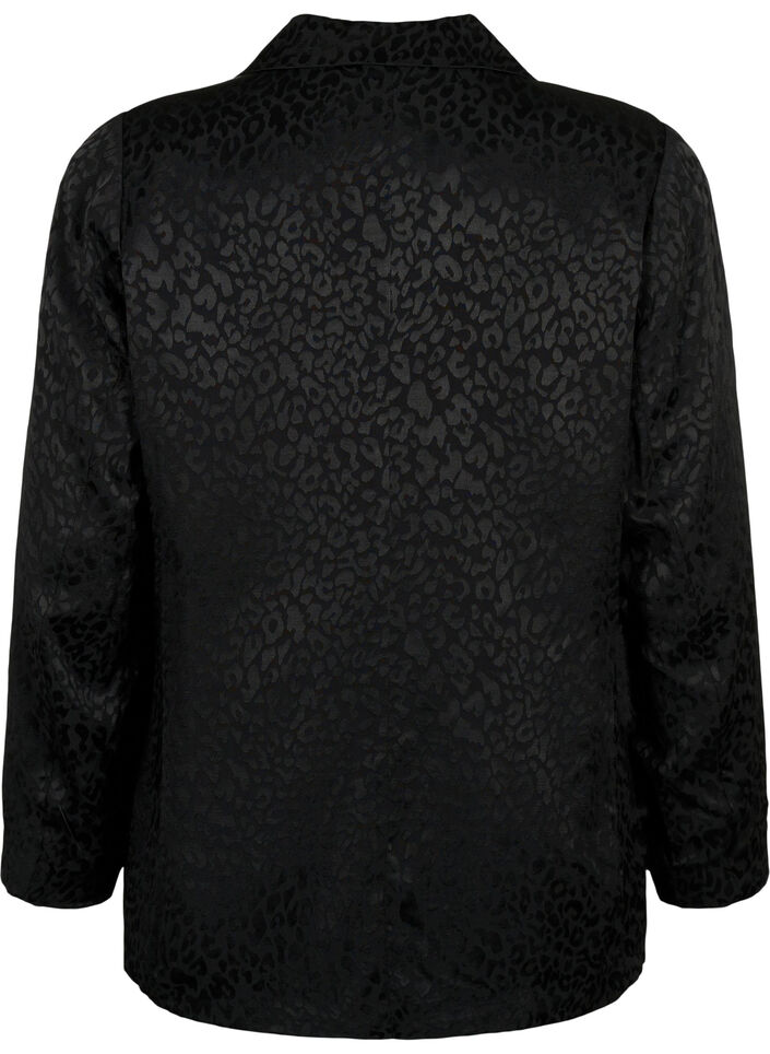 Jacquard blazer i viskos, ton i ton, Black, Packshot image number 1
