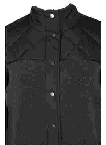 Quiltad jacka med teddy och knappar, Black Comb, Packshot image number 2