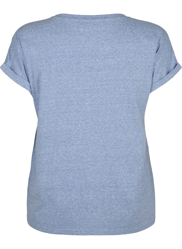 Melerad t-shirt med korta &auml;rmar, Bl&aring;, Packshot image number 1
