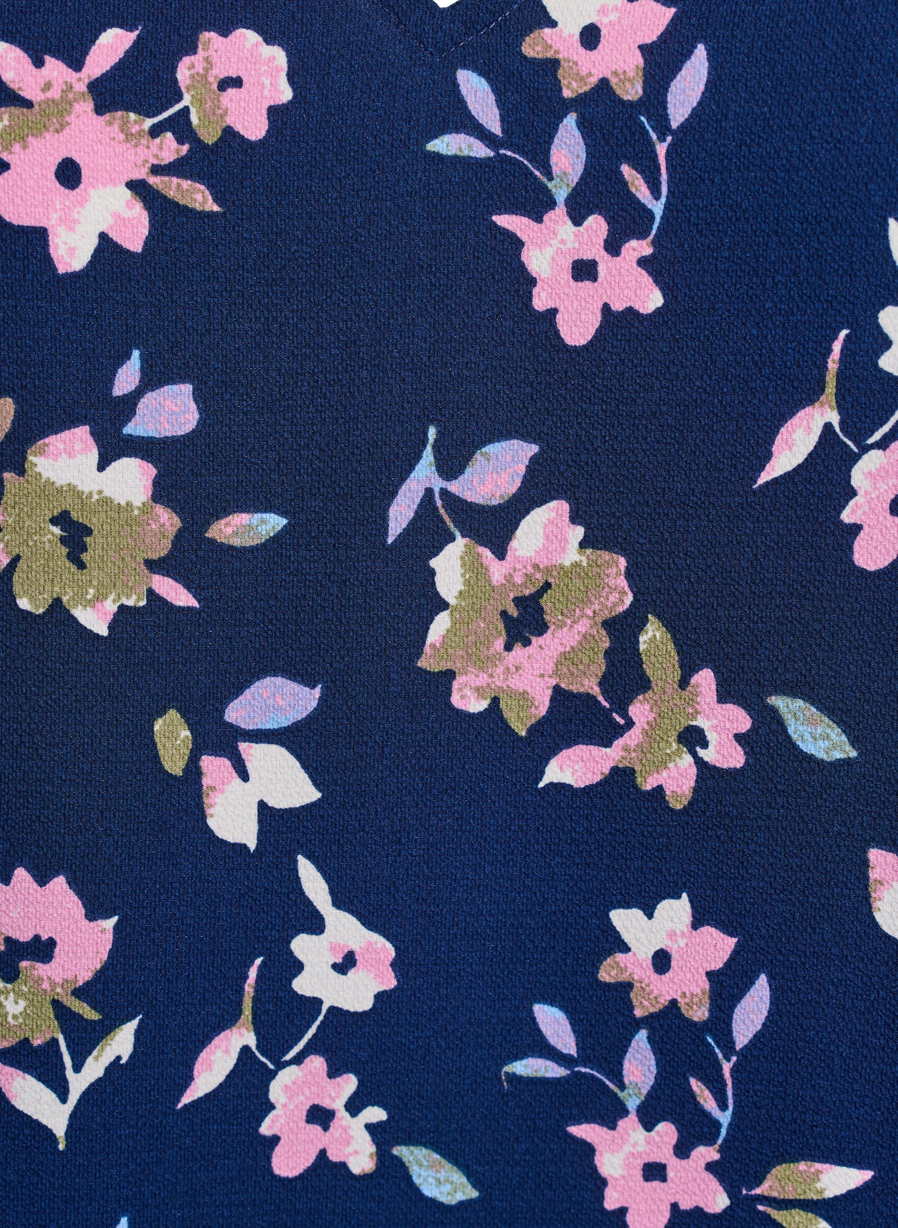 Zizzi M&ouml;nstrad topp med v-ringning, Bl&aring;, Packshot image number 2