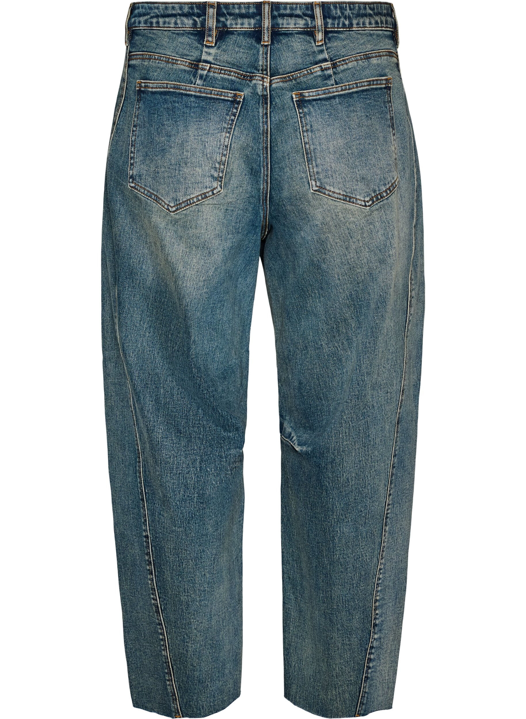 ZizziBarrel fit jeans med sliten tv&auml;tt, Bl&aring;, Packshot image number 1