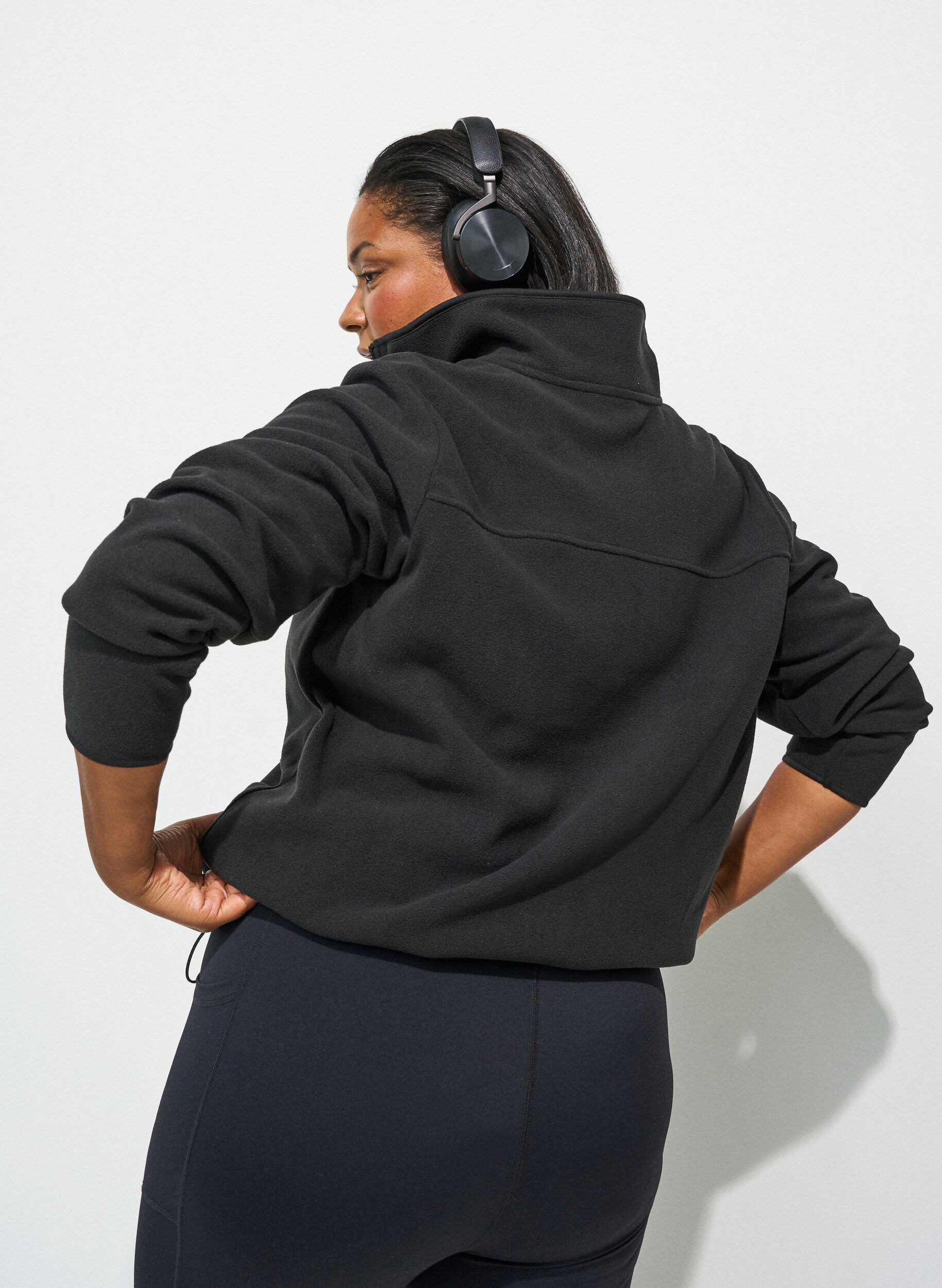 ZizziFleecejacka med fickor, Svart, Model image number 2