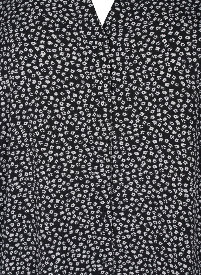 Midi-klänning med långa ärmar, Black Small Flower, Packshot image number 2