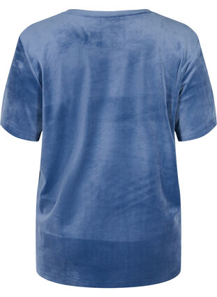 Kortärmad velour t-shirt, Vintage Indigo, Packshot image number 1