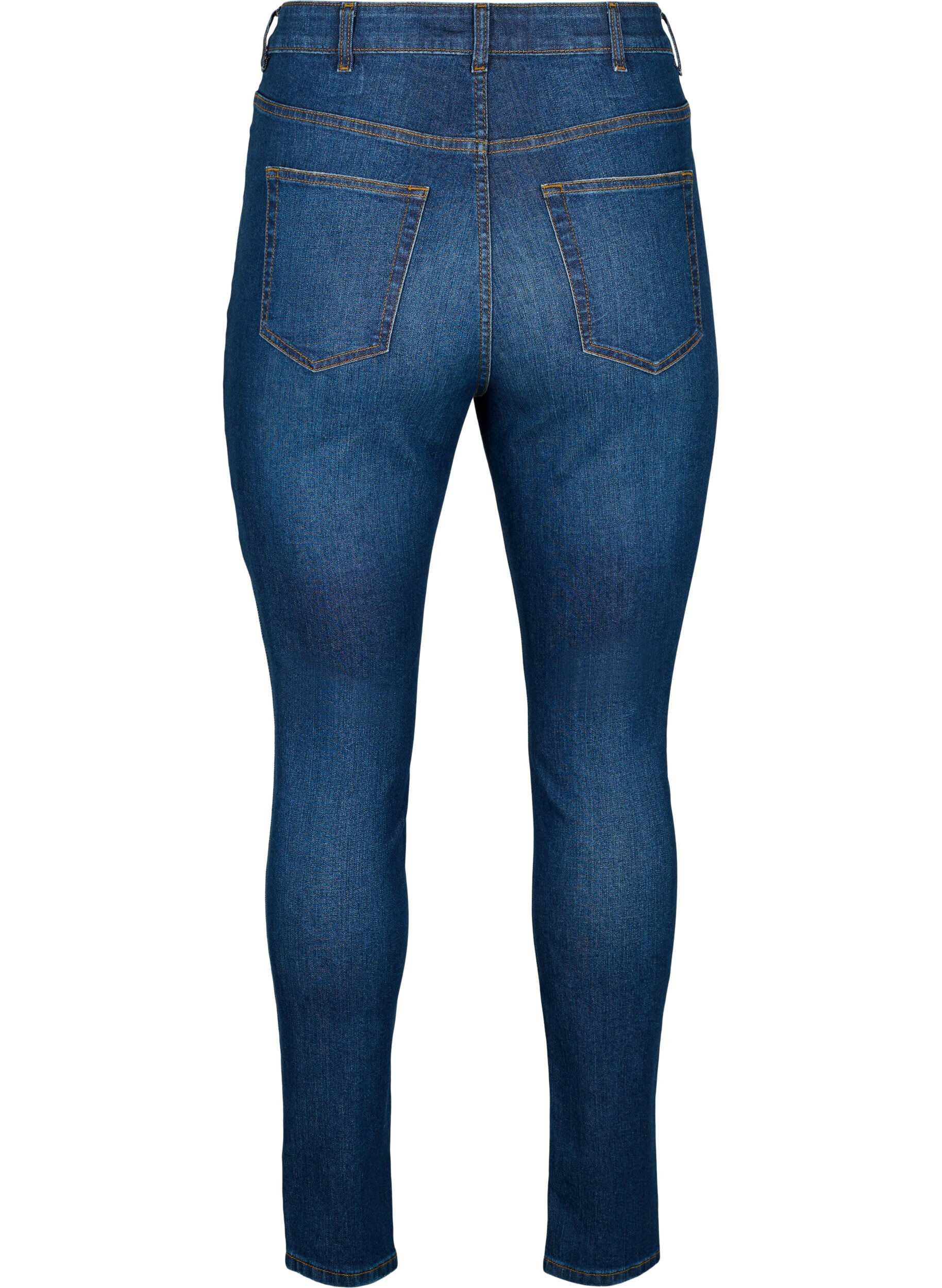 Zizzi Super tunna Amy jeans med slitning och h&ouml;g midja, Dark blue, Packshot image number 1