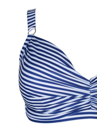 Tryckt bikini-bh med bygel, Blue Striped, Packshot image number 2