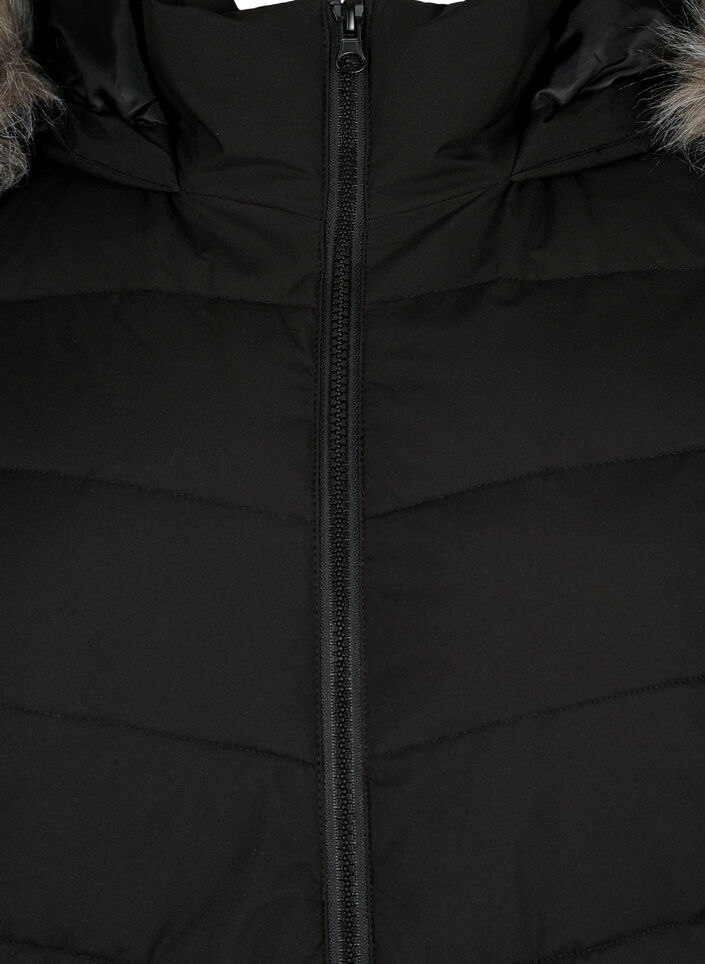 Kort pufferjacka med huva, Svart, Packshot image number 2