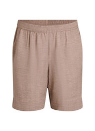 Shorts med fickor och h&ouml;g midja, Brun