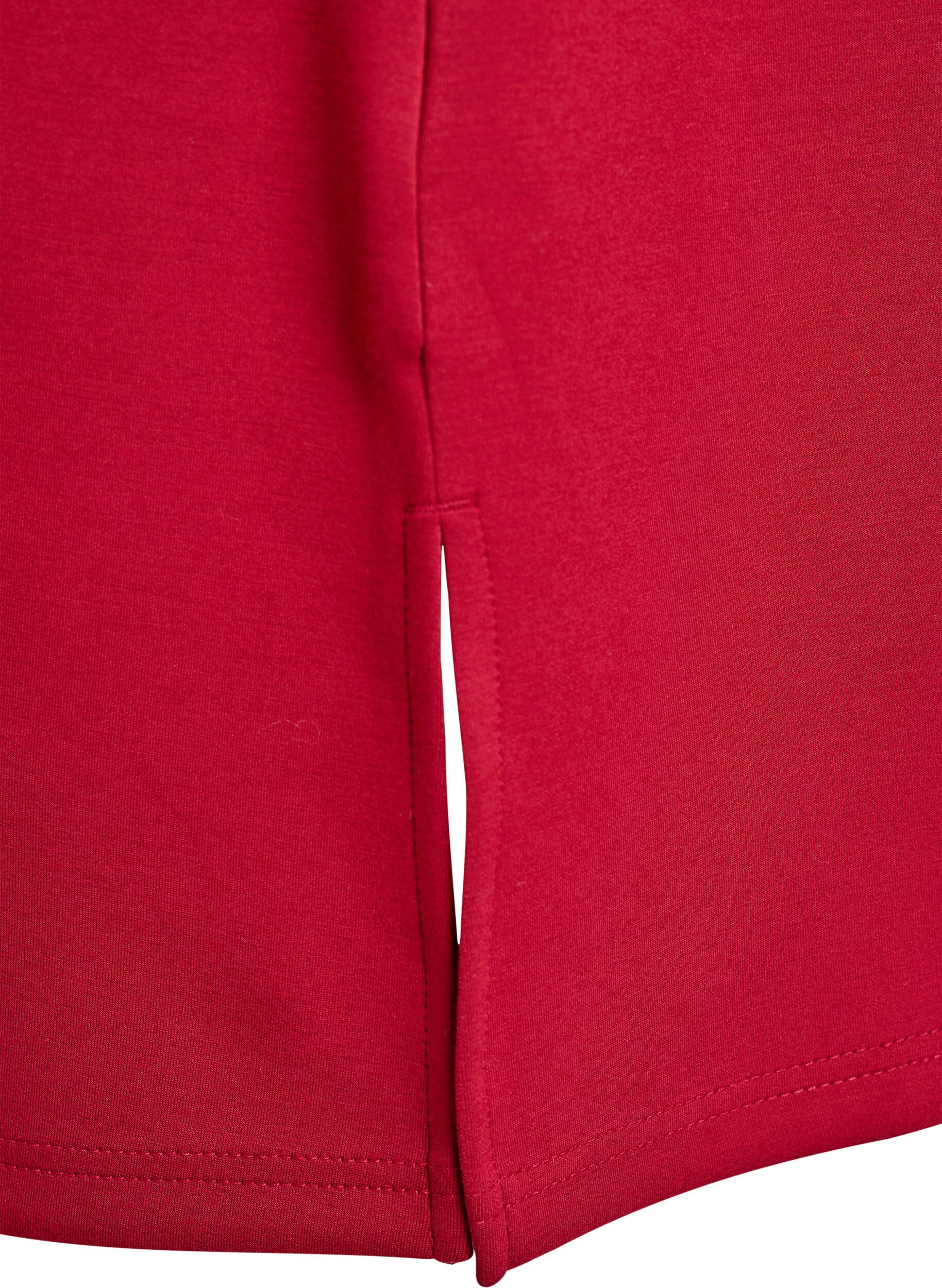 Zizzi T-shirtkl&auml;nning i jersey med slits i sidorna, R&ouml;d, Packshot image number 3