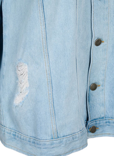 Löst sittande jeansjacka med slitdetaljer, Light blue denim, Packshot image number 3