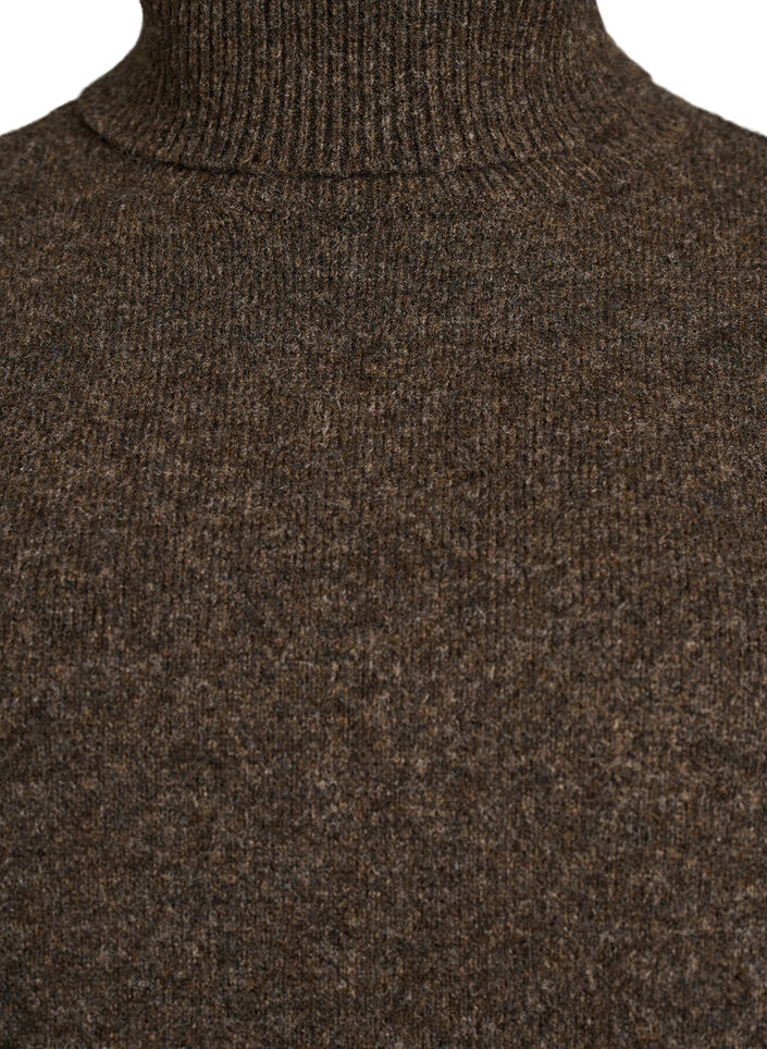 Stickad v&auml;st med polokrage, Brun, Packshot image number 2