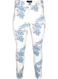 Supersmala Amy jeans med blomtryck, Vit