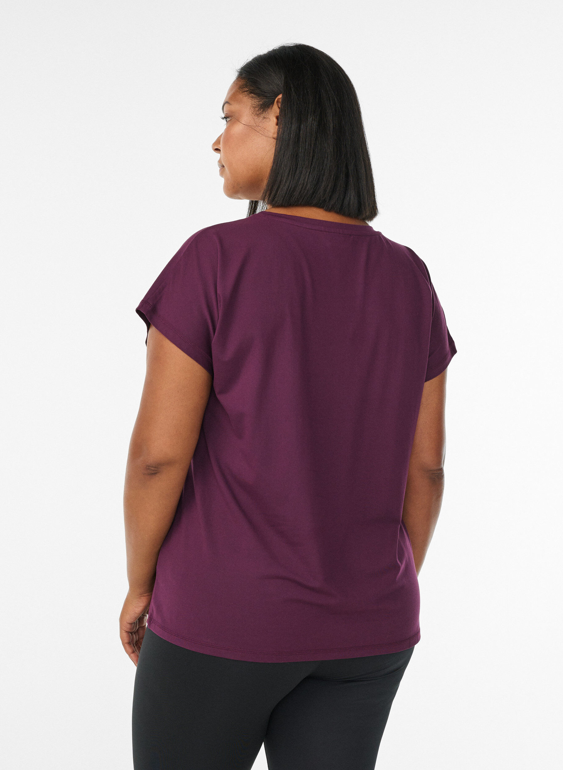 ZizziEnf&auml;rgad tr&auml;nings-T-shirt, Lila, Model image number 2