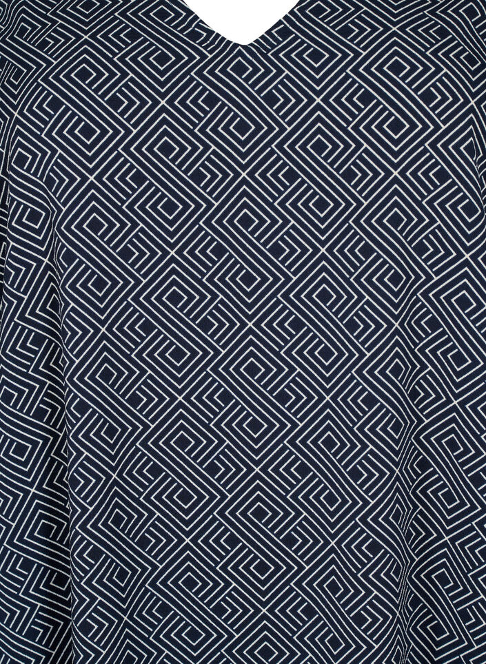 Klänning med V-ringning och tryck, Navy Graphic AOP, Packshot image number 2