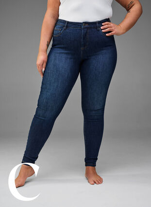 Mycket åtsittande jeans med hög midja, Dark Blue, Model image number 6