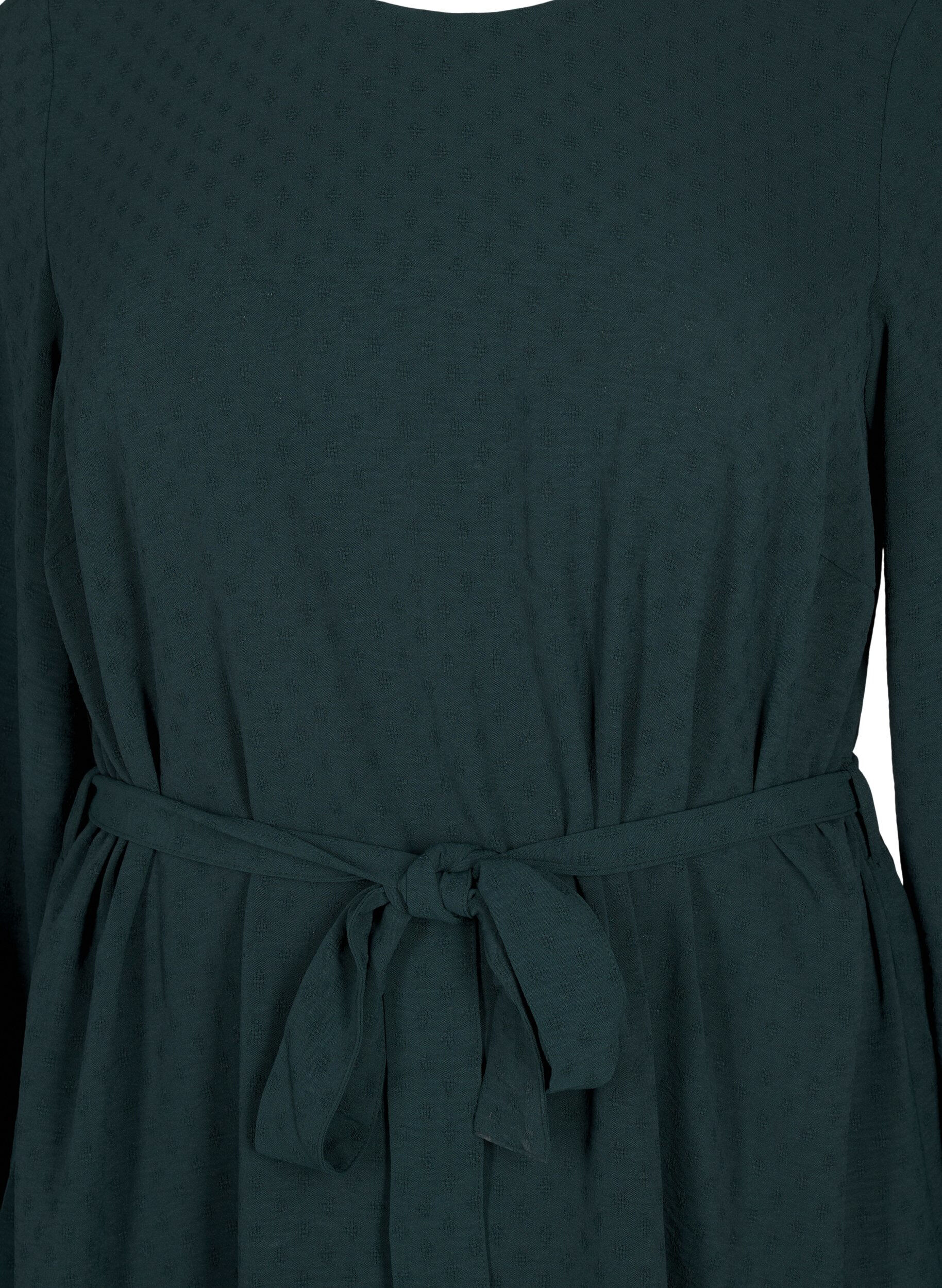 Zizzi Kort strukturerad kl&auml;nning med knytsk&auml;rp, Scarab, Packshot image number 2
