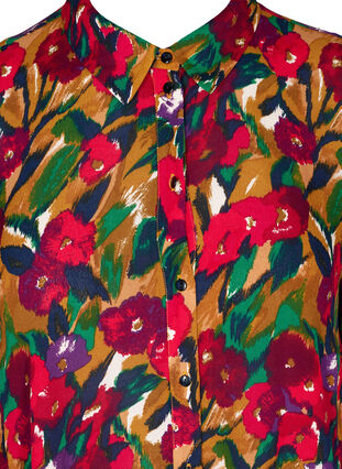 Lång mönstrad skjorta i viskos, Olive Green AOP, Packshot image number 2