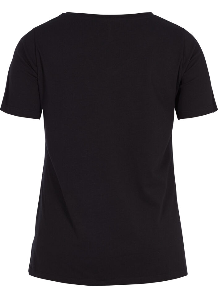 Enf&auml;rgad t-shirt i bomull, Svart, Packshot image number 1
