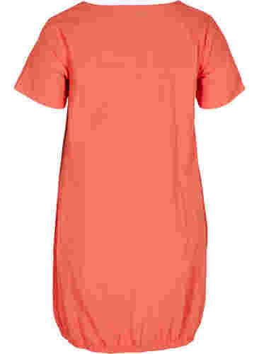 Kortärmad klänning i bomull, Hot Coral, Packshot image number 1
