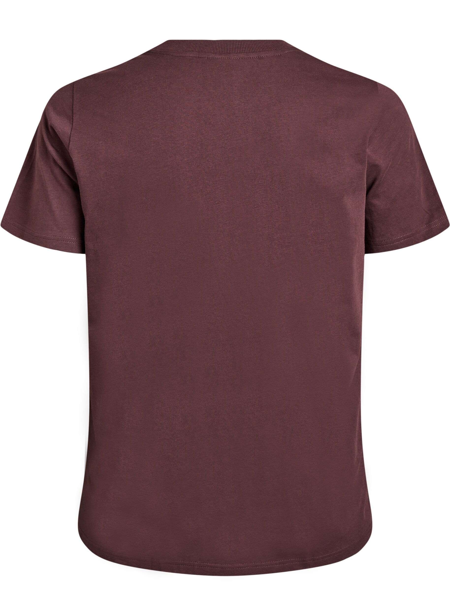 Zizzi Enkel t-shirt i bomull med rund halsringning, Brun, Packshot image number 1