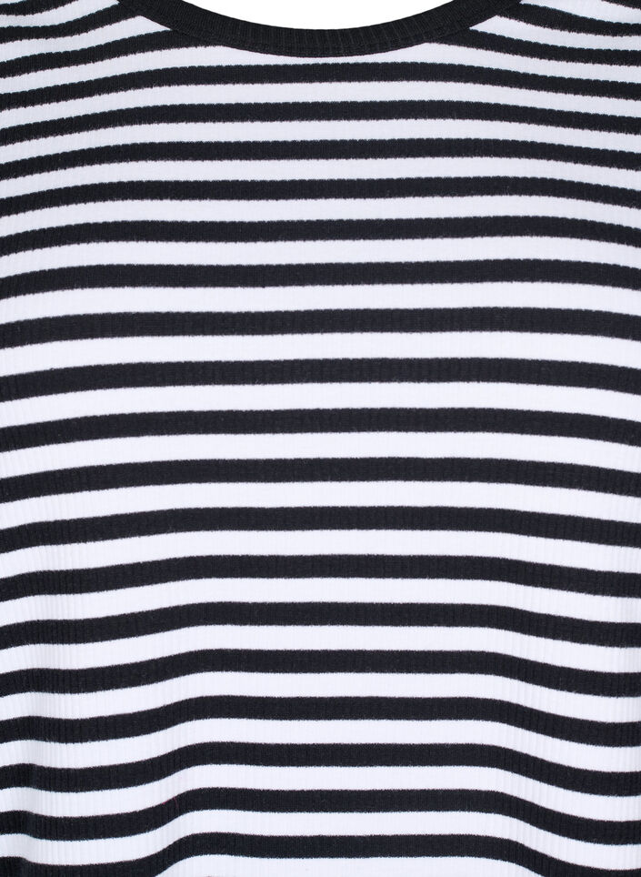 Randig blus med l&aring;nga &auml;rmar, Svart, Packshot image number 2