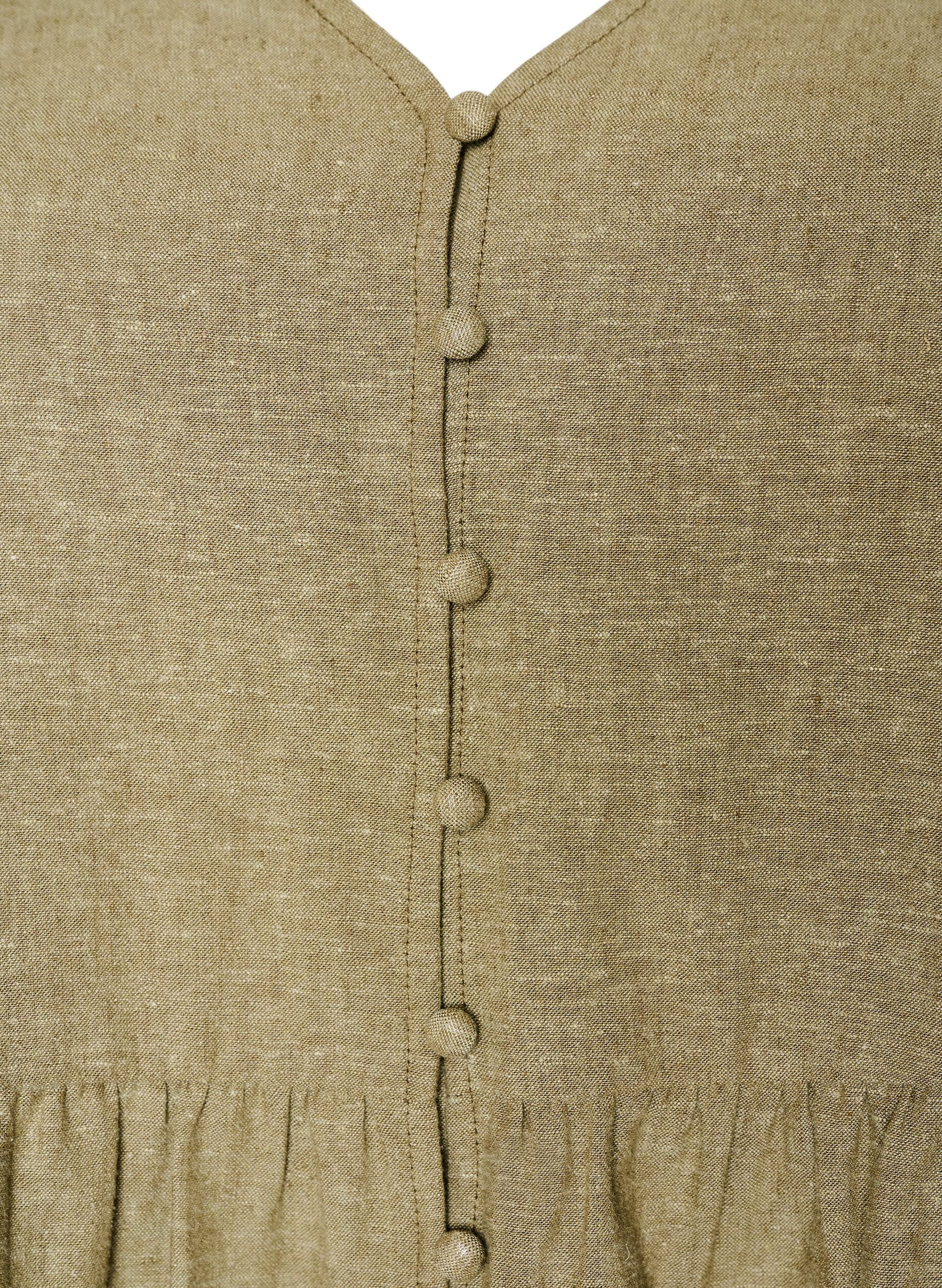 Zizzi Blus i linne och viskos med v-ringning och kn&auml;ppning, Gr&ouml;n, Packshot image number 2