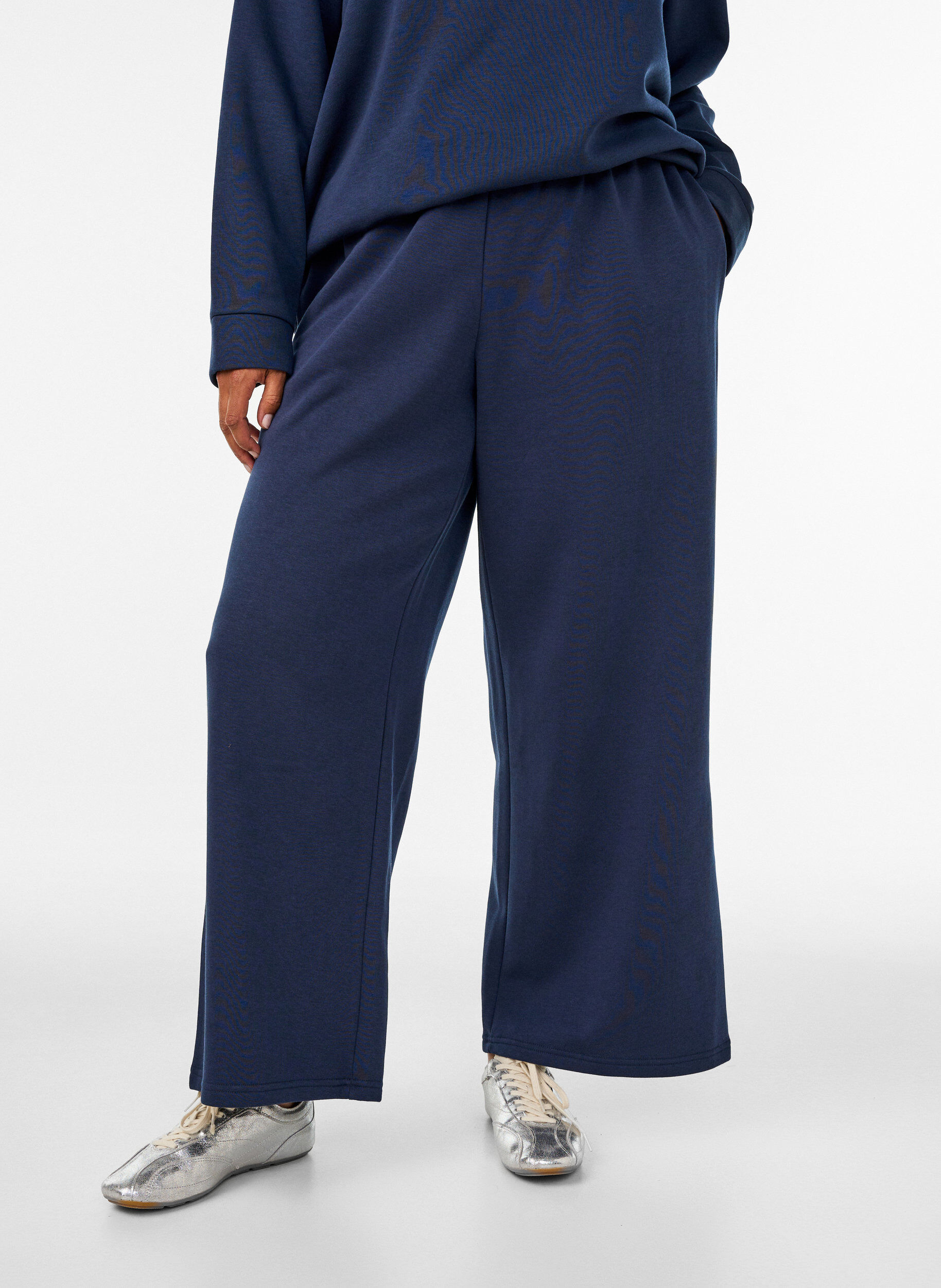 ZizziSweatpants med h&ouml;g midja och vida ben, Bl&aring;, Model image number 2