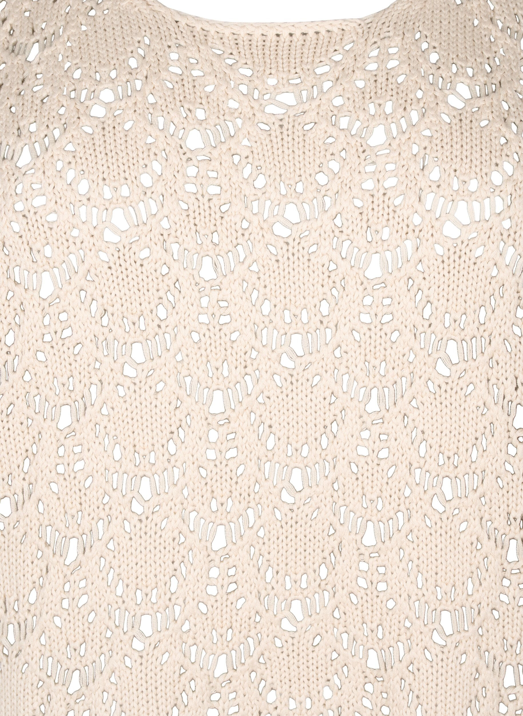 Zizzi Stickad blus med korta fladdermus&auml;rmar, Beige, Packshot image number 2