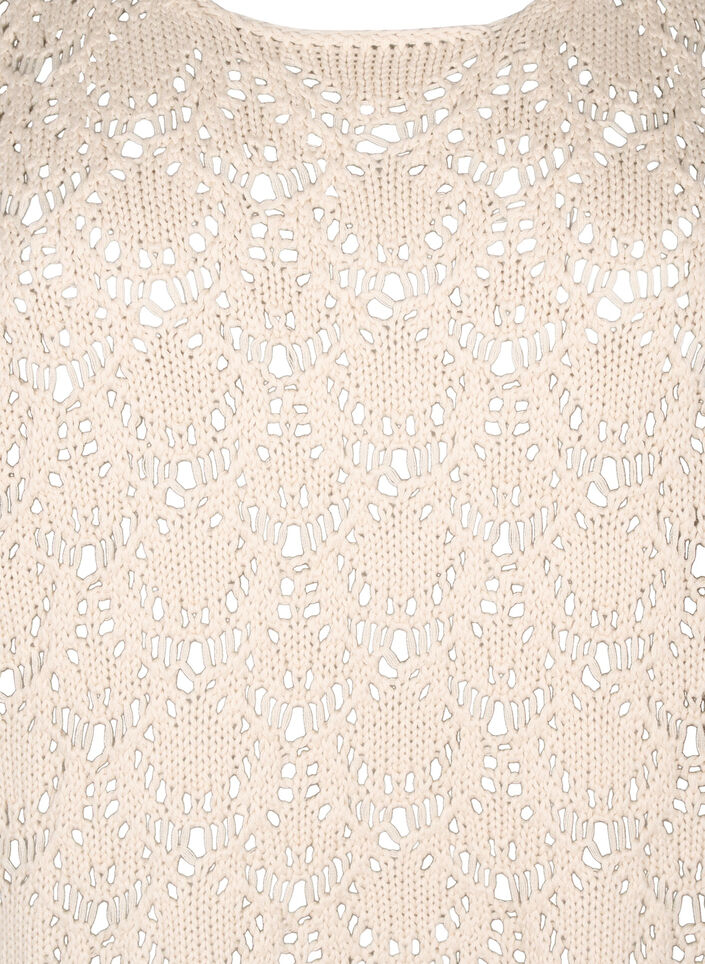 Stickad blus med korta fladdermus&auml;rmar, Beige, Packshot image number 2