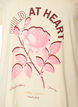 T-shirt i bomull med tryck framtill och v-ringning, Beige, Packshot image number 2