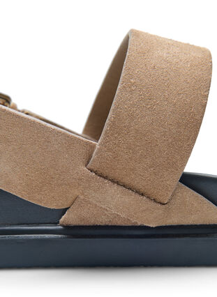 Sandal med bred passform i mocka, Brown, Packshot image number 4