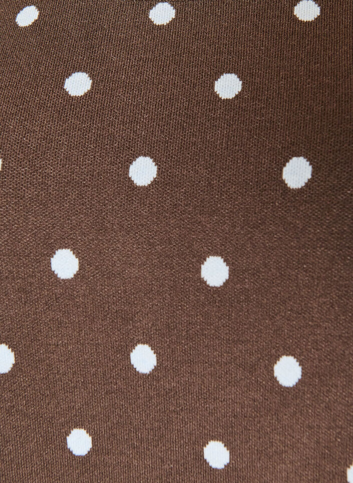 Kort&auml;rmad stickad blus med prickar, Brun, Packshot image number 2