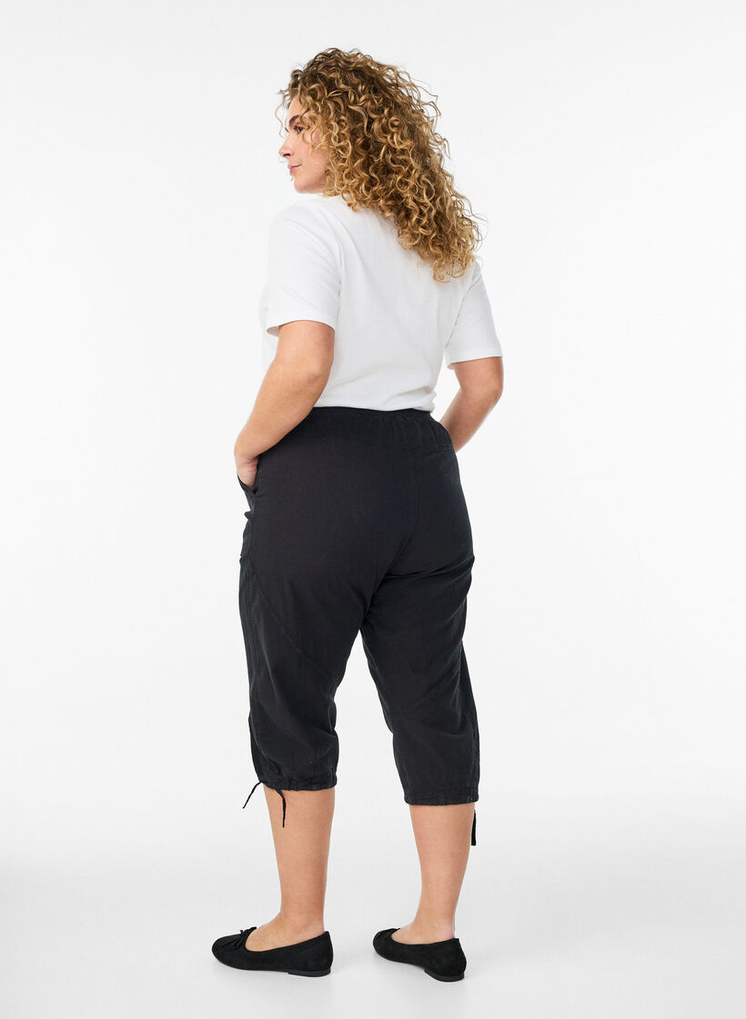 Capribyxor i bomull, Svart, Model image number 1
