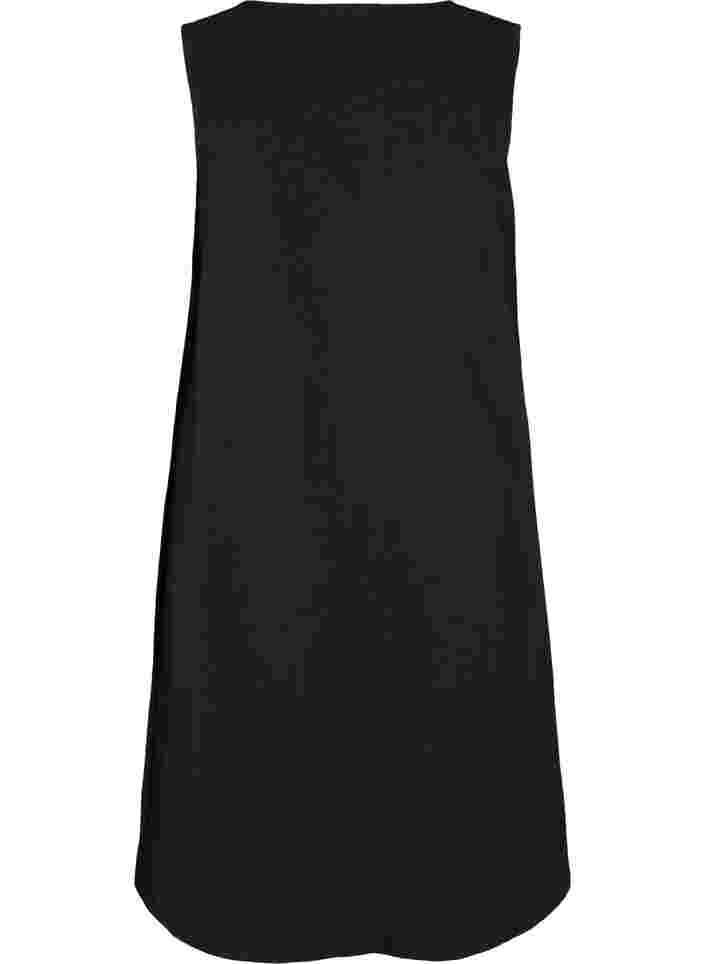 A-linjeformad bomullsklänning utan ärmar, Black, Packshot image number 1