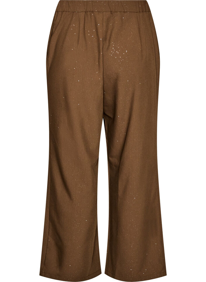Byxor med glitter och vida ben, Brun, Packshot image number 1