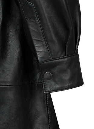 Lång skjortjacka i läder, Black, Packshot image number 2