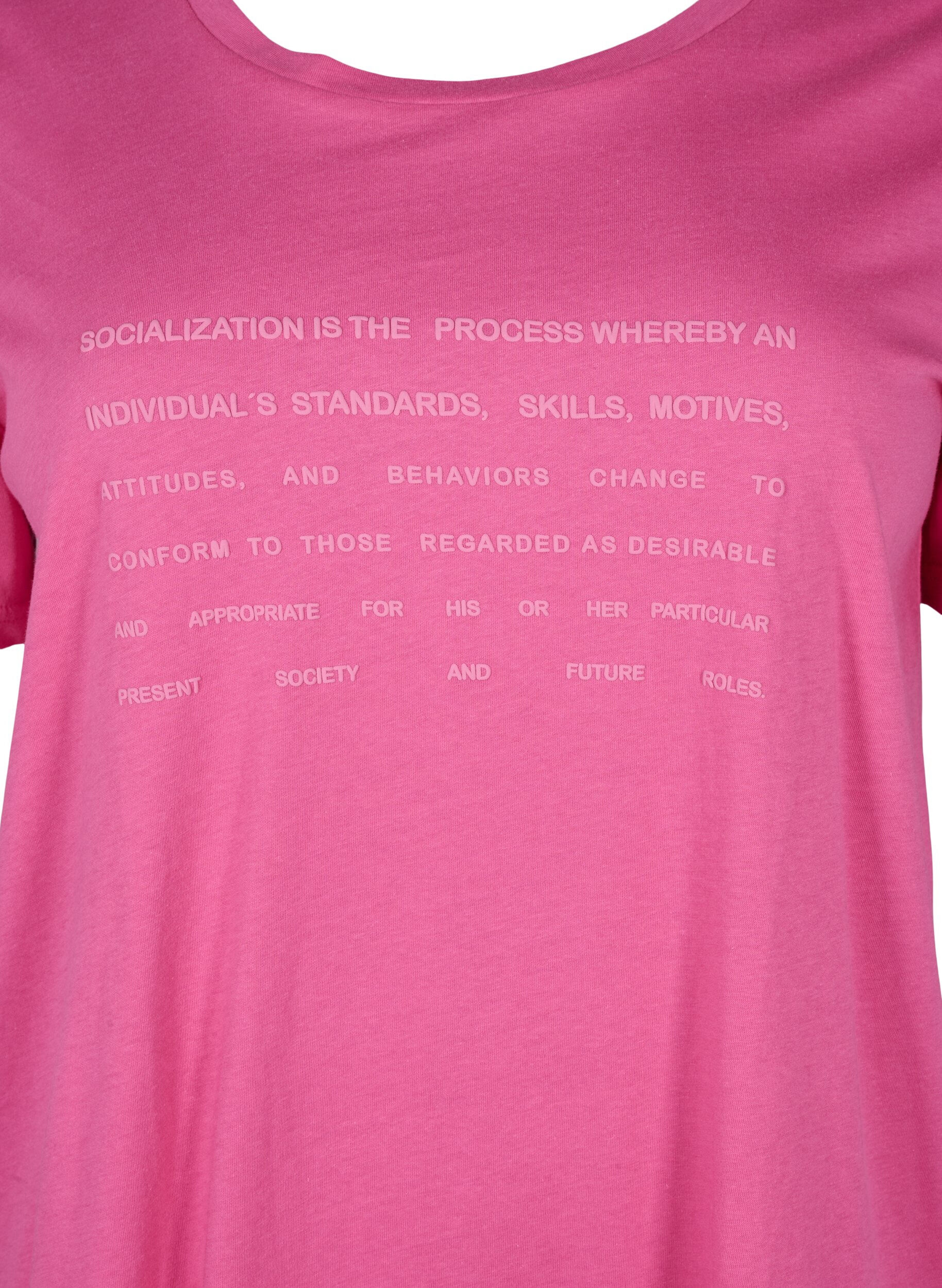 Zizzi T-shirt med textmotiv, Shocking Pink W.Pink, Packshot image number 2