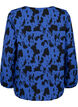 Långärmad blus med volanger, Black Blue AOP, Packshot image number 1
