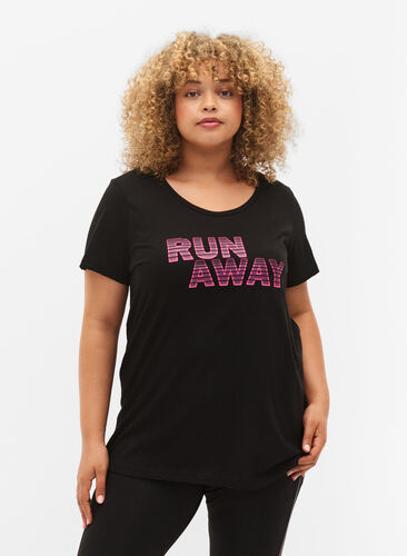  T-shirt till träning med print, Black w. Run Away, Model image number 0