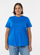 Enkel t-shirt i bomull med rund halsringning, Bl&aring;, Model image number 0