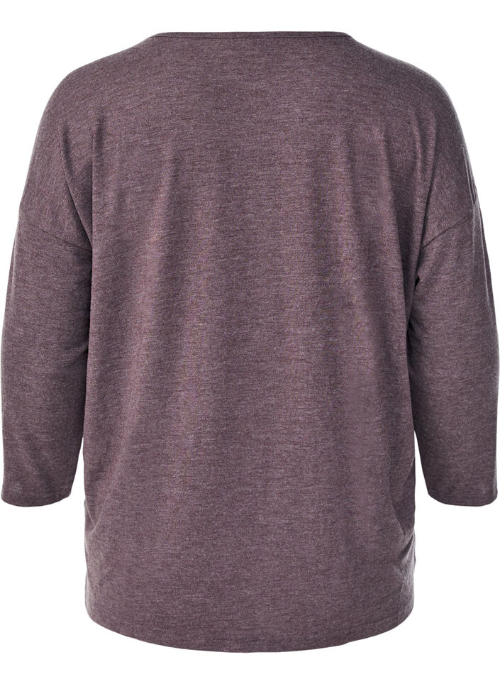 Jerseyblus med 3/4-&auml;rm, Brun, Packshot image number 1
