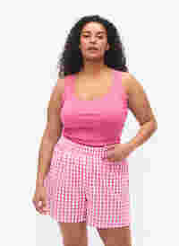 Rutiga pyjamashorts i bomull, Pink Check, Model