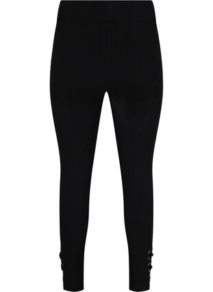 Enfärgade leggings med snörningsdetalj, Black, Packshot image number 1