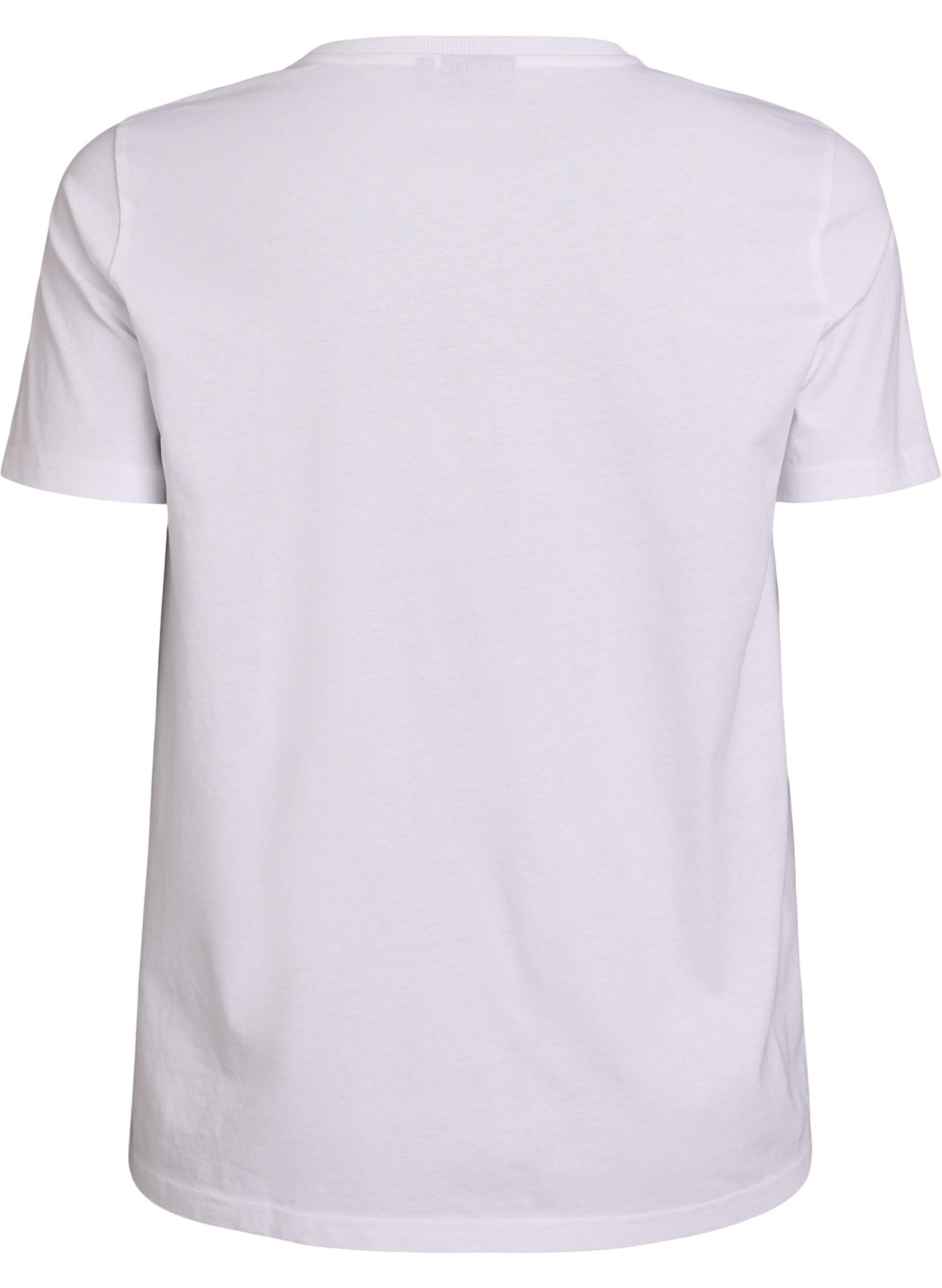 Zizzi T-shirt i bomull med frukttryck och text, Vit, Packshot image number 1