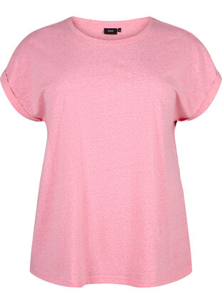 Melerad t-shirt med korta ärmar, Strawberry Pink Mel., Packshot image number 0