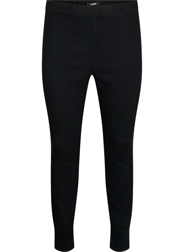FLASH - Kroppsnära jeggings med hög midja, Black, Packshot image number 0
