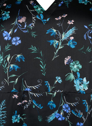 Långärmad midiklänning med blommönster, Blue Flower AOP, Packshot image number 2